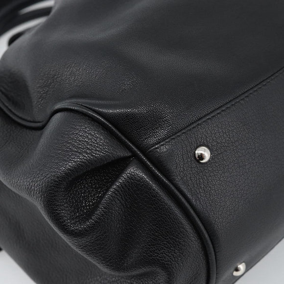 Salvatore Ferragamo Gancini Hand Bag Leather 2way Black Silver Auth 184865V