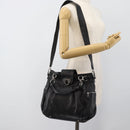 Salvatore Ferragamo Gancini Hand Bag Leather 2way Black Silver Auth 184865V-27