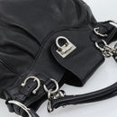Salvatore Ferragamo Gancini Hand Bag Leather 2way Black Silver Auth 184865V-6