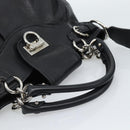 Salvatore Ferragamo Gancini Hand Bag Leather 2way Black Silver Auth 184865V-8