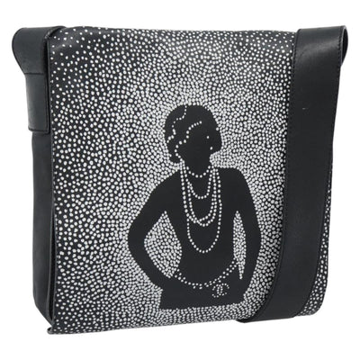 CHANEL Shoulder Bag Lamb Skin Black Silver CC Auth 184867SAM