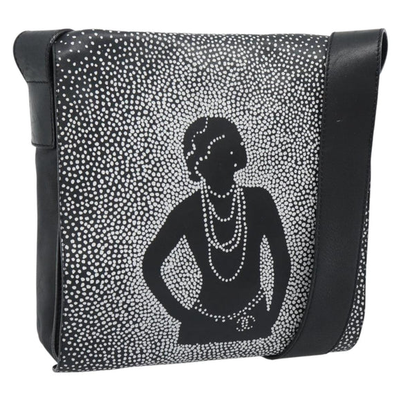 CHANEL Shoulder Bag Lamb Skin Black Silver CC Auth 184867SAM