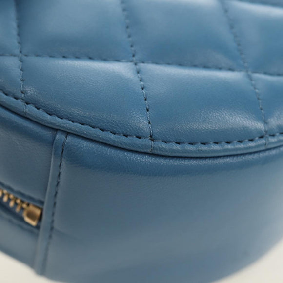 CHANEL Matelasse Chain Shoulder Bag Lamb Skin Light Blue Gold CC Auth 184868SM