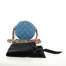 CHANEL Matelasse Chain Shoulder Bag Lamb Skin Light Blue Gold CC Auth 184868SM-24