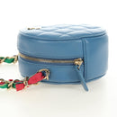 CHANEL Matelasse Chain Shoulder Bag Lamb Skin Light Blue Gold CC Auth 184868SM-4