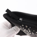 CHANEL Camelia Chain Shoulder Bag Satin Black Silver CC Auth 184869SM-14