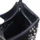 CHANEL Camelia Chain Shoulder Bag Satin Black Silver CC Auth 184869SM-17