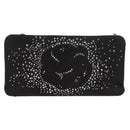 CHANEL Camelia Chain Shoulder Bag Satin Black Silver CC Auth 184869SM-2