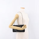 CHANEL Camelia Chain Shoulder Bag Satin Black Silver CC Auth 184869SM-21