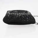 CHANEL Camelia Chain Shoulder Bag Satin Black Silver CC Auth 184869SM-4