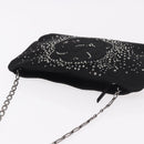 CHANEL Camelia Chain Shoulder Bag Satin Black Silver CC Auth 184869SM-6