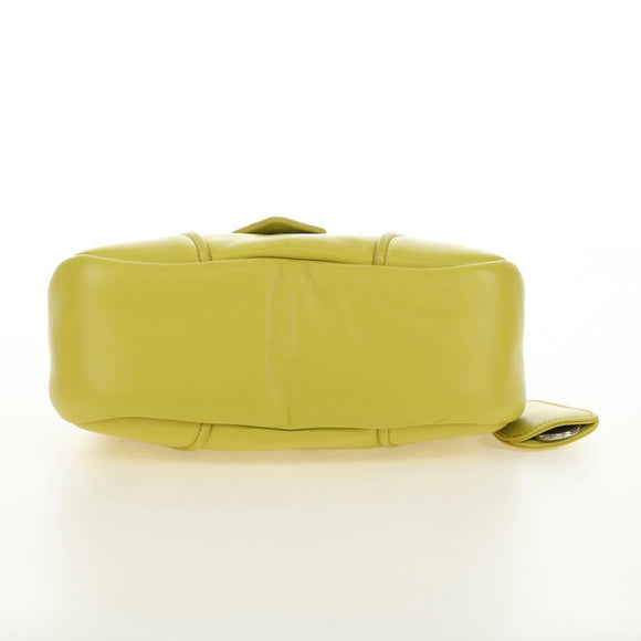 PRADA Hand Bag Leather 2way Yellow Silver Auth 184870SAM