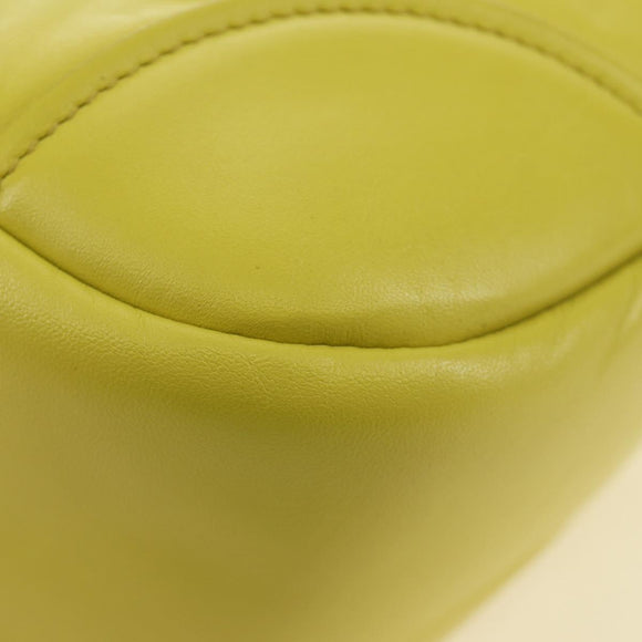 PRADA Hand Bag Leather 2way Yellow Silver Auth 184870SAM