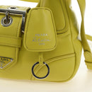 PRADA Hand Bag Leather 2way Yellow Silver Auth 184870SAM-21