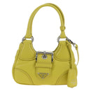 PRADA Hand Bag Leather 2way Yellow Silver Auth 184870SAM-13