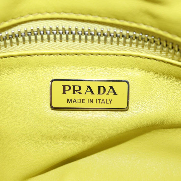 PRADA Hand Bag Leather 2way Yellow Silver Auth 184870SAM