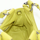 PRADA Hand Bag Leather 2way Yellow Silver Auth 184870SAM-25