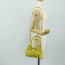 PRADA Hand Bag Leather 2way Yellow Silver Auth 184870SAM-29