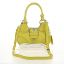 PRADA Hand Bag Leather 2way Yellow Silver Auth 184870SAM-12