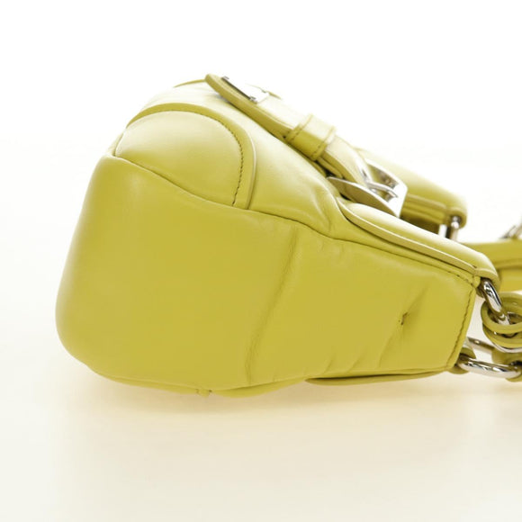 PRADA Hand Bag Leather 2way Yellow Silver Auth 184870SAM