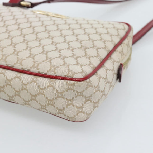 CELINE Macadam Canvas Shoulder Bag Beige Gold Auth 184882V