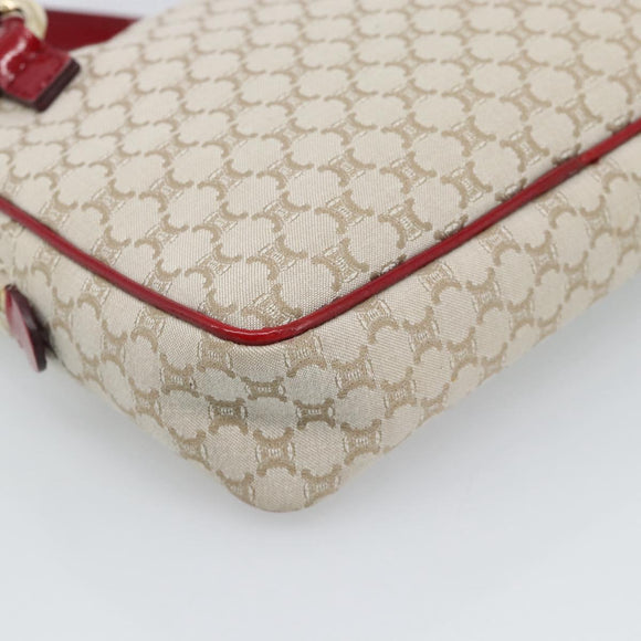 CELINE Macadam Canvas Shoulder Bag Beige Gold Auth 184882V