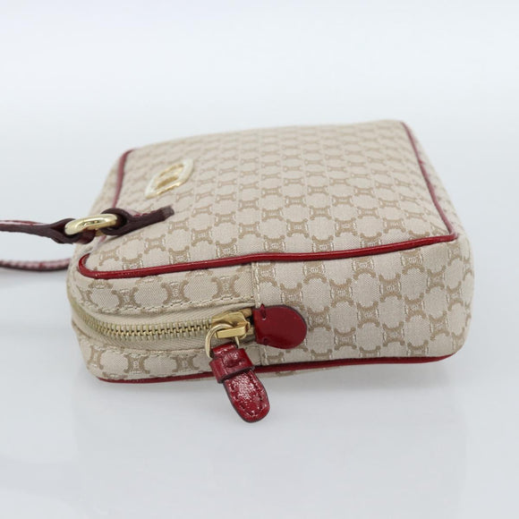CELINE Macadam Canvas Shoulder Bag Beige Gold Auth 184882V