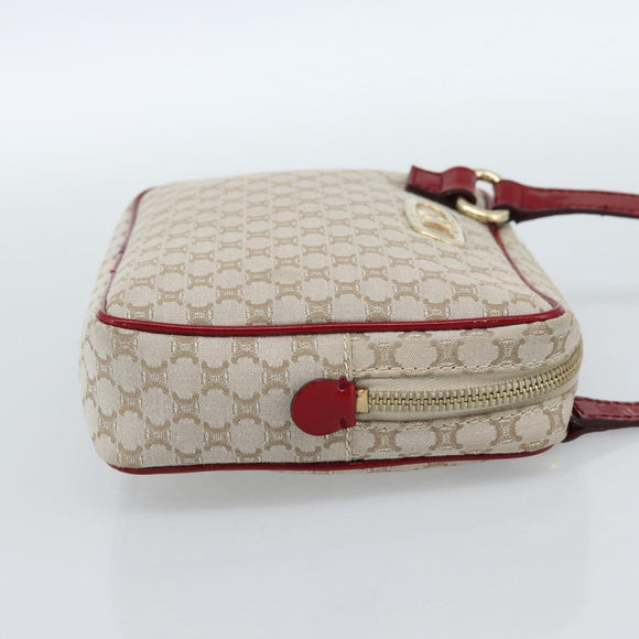 CELINE Macadam Canvas Shoulder Bag Beige Gold Auth 184882V