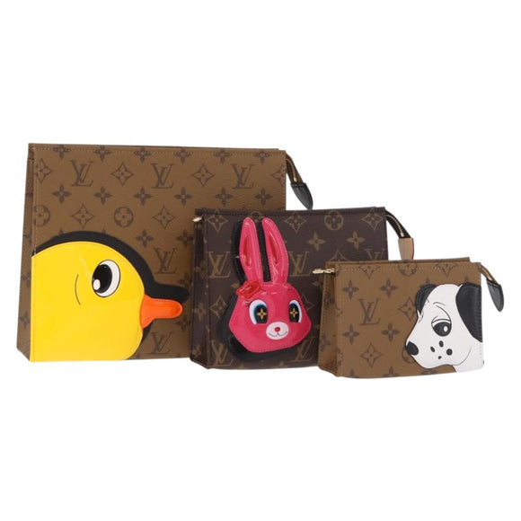 LOUIS VUITTON Monogram Reverse Trio Posh Toilette Clutch M11254 LV Auth 184887SM