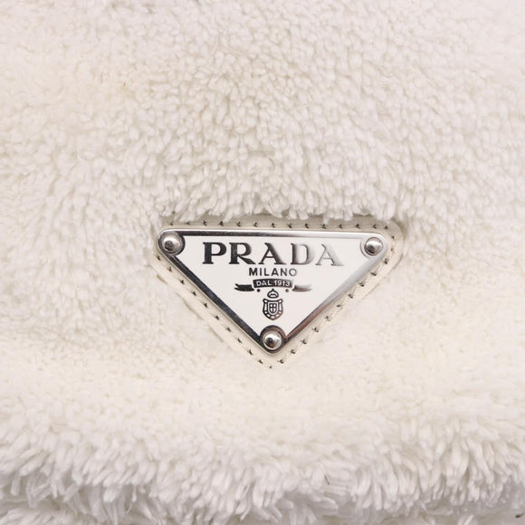 PRADA Tote Bag Pile Wit Zilver Auth 184897V