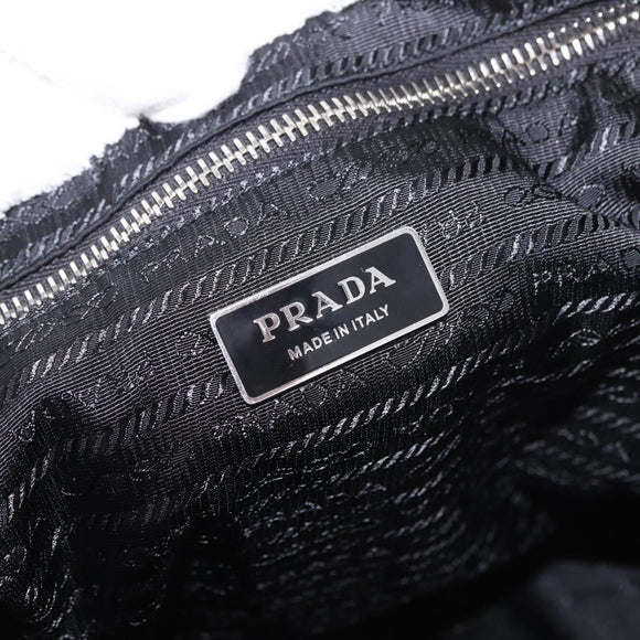 PRADA Tote Bag Pile Wit Zilver Auth 184897V