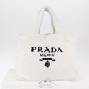 PRADA Tote Bag Pile Wit Zilver Auth 184897V-12