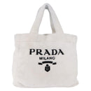PRADA Tote Bag Pile Wit Zilver Auth 184897V-13
