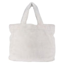 PRADA Tote Bag Pile Wit Zilver Auth 184897V-2