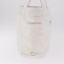 PRADA Tote Bag Pile Wit Zilver Auth 184897V-4