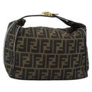 FENDI Zucca Canvas Vanity Hand Bag Black Brown Auth 184898-1