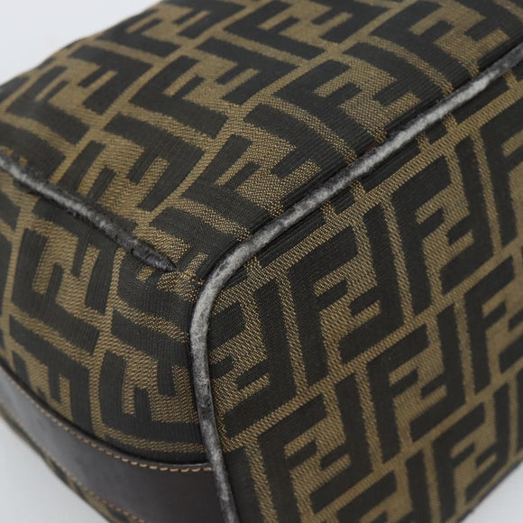 FENDI Zucca Canvas Vanity Hand Bag Black Brown Auth 184898