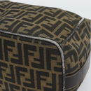 FENDI Zucca Canvas Vanity Hand Bag Black Brown Auth 184898-15