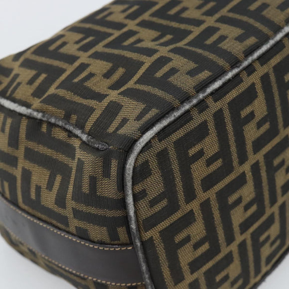 FENDI Zucca Canvas Vanity Hand Bag Black Brown Auth 184898