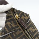 FENDI Zucca Canvas Vanity Hand Bag Black Brown Auth 184898-17