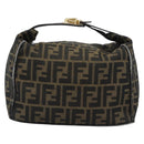 FENDI Zucca Canvas Vanity Hand Bag Black Brown Auth 184898-13