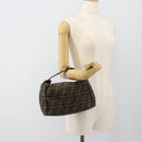 FENDI Zucca Canvas Vanity Hand Bag Black Brown Auth 184898-23