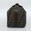 FENDI Zucca Canvas Vanity Hand Bag Black Brown Auth 184898-4