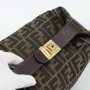 FENDI Zucca Canvas Vanity Hand Bag Black Brown Auth 184898-6