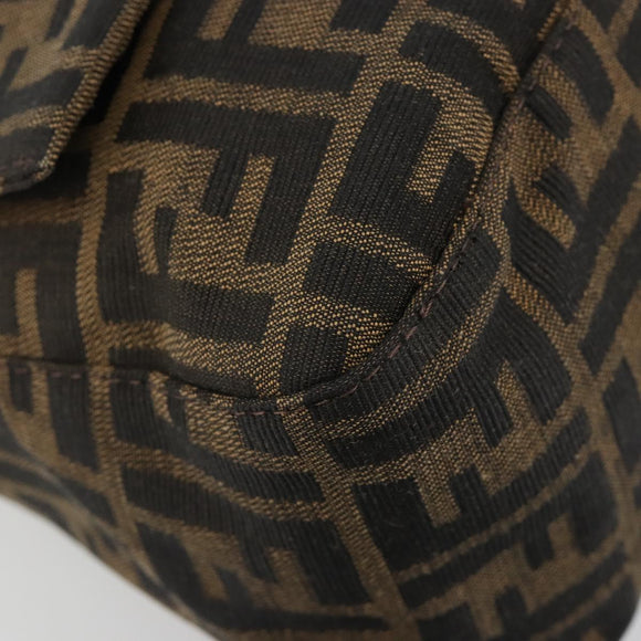 FENDI Zucca Canvas Mamma Baguette Shoulder Bag Black Brown Auth 184903SAM