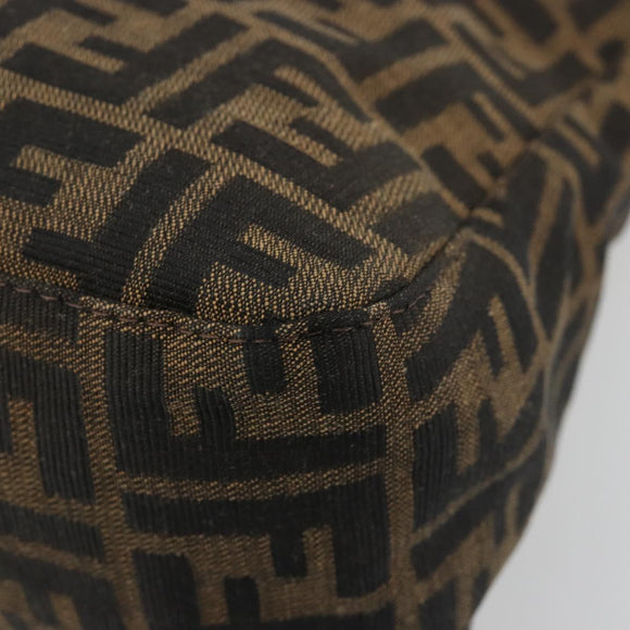 FENDI Zucca Canvas Mamma Baguette Shoulder Bag Black Brown Auth 184903SAM