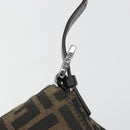 FENDI Zucca Canvas Mamma Baguette Shoulder Bag Black Brown Auth 184903SAM-8