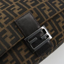 FENDI Zucca Canvas Mamma Baguette Shoulder Bag Black Brown Auth 184903SAM-19