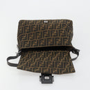 FENDI Zucca Canvas Mamma Baguette Shoulder Bag Black Brown Auth 184903SAM-20