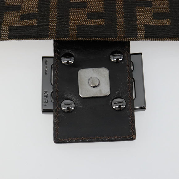 FENDI Zucca Canvas Mamma Baguette Shoulder Bag Black Brown Auth 184903SAM